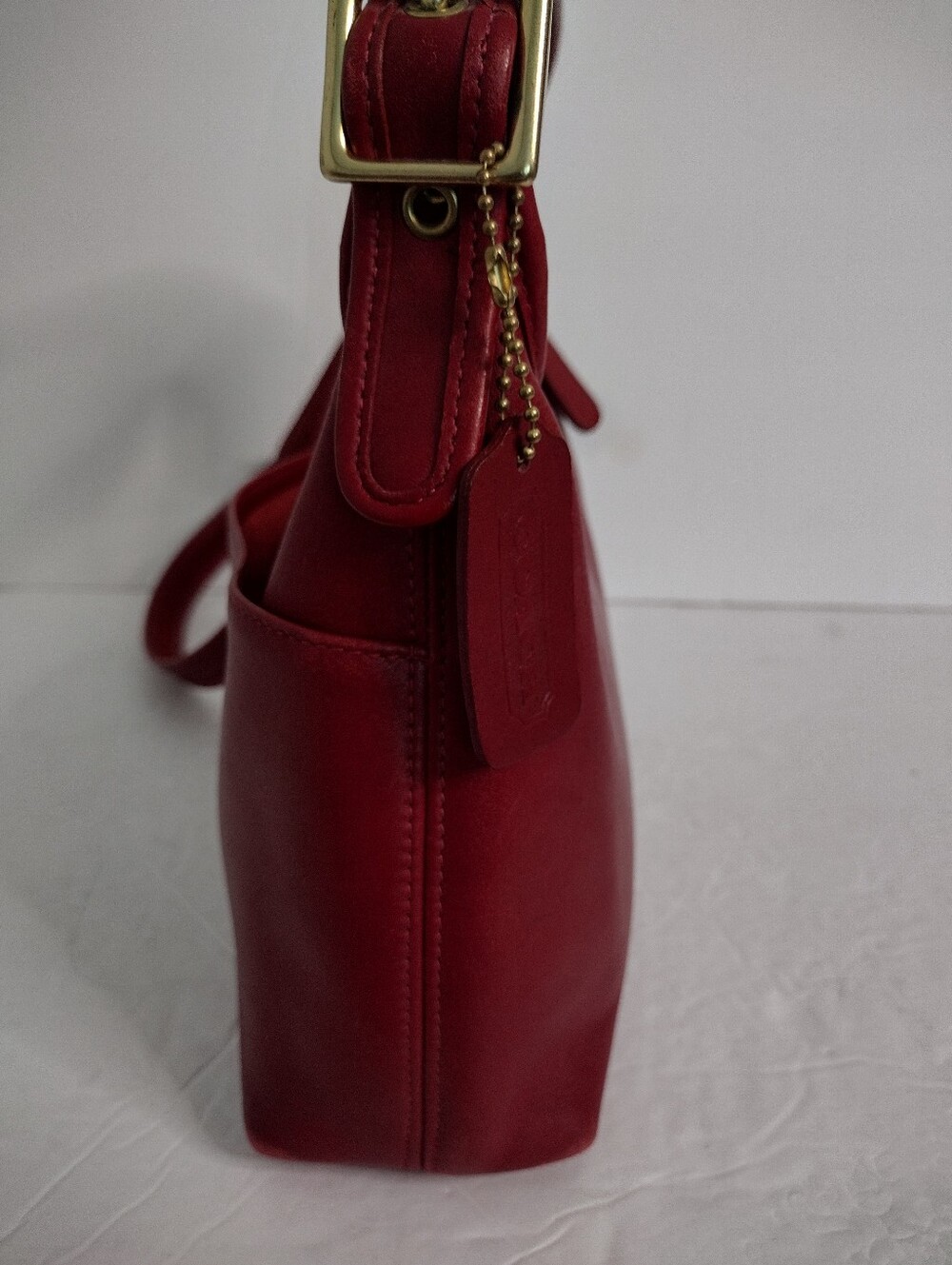 Vintage Y2K COACH Red Leather Legacy Small Hobo Bag 9136 Rare Cherry Red - Picture 6 of 16